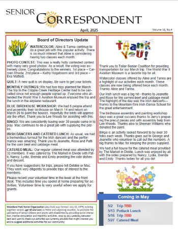 April 2025 Senior Correspondent Newsletter